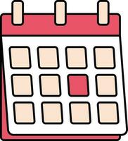 Date Highlighting Calendar Icon In Red And Peach Color. vector