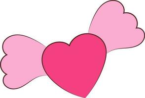 Isolated Flying Heart With Feather Icon In Pink Color. vector