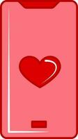 Flat Illustration Of Red Heart In Smartphone Icon. vector