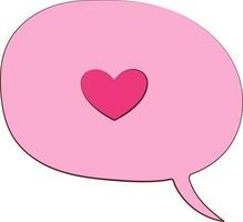 Heart Message Bubble Icon In Pink Color. vector