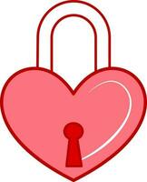 Red And White Heart Lock Icon In Flat Style. vector