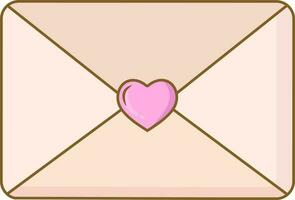 Close Envelope With Heart Icon In Peach And Pink Color. vector