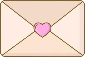 Close Envelope With Heart Icon In Peach And Pink Color. vector