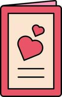 Love Letter Or Card Icon In Red And Peach Color. vector