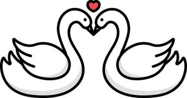 Isolated Heart With Couple Swan Flat Icon. vector