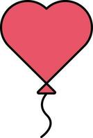Isolated Red Heart Balloon Icon In Flat Style. vector