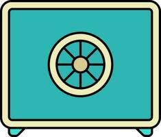 Isolated Locker Safe Icon In Teal And Yellow Color. vector