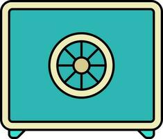 Isolated Locker Safe Icon In Teal And Yellow Color. vector