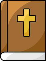 Bible Book Icon Or Symbol In Yellow And Brown Color. vector