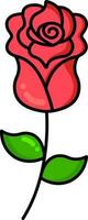 Red Rose Flower Icon In Flat Style. vector