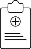 Medical Paper Clipboard Icon In Line Art. vector