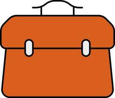 Orange Office Bag Icon In Flat Style. vector