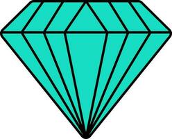 Turquoise Diamond Icon Or Symbol. vector