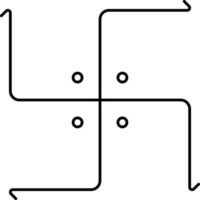 Black Outline Swastika Icon Or Symbol. vector