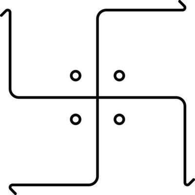 Black Outline Swastika Icon Or Symbol.