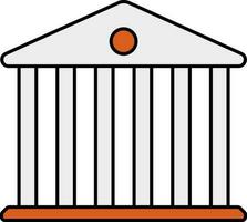 Grey And Orange Bank Icon In Flat Style. vector