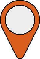 Flat Style Map Pin Icon In Orange Color. vector