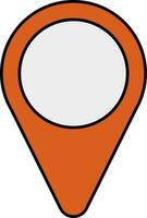 Flat Style Map Pin Icon In Orange Color. vector