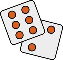 Illustration Of Two Dice White And Orange Icon. vector