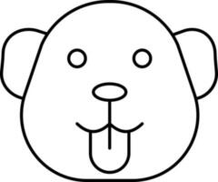Funny Cartoon Dog Face Icon In Black Outline. vector