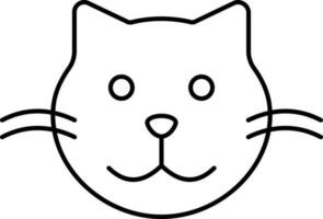 linda gato cara icono en negro lineal estilo. vector