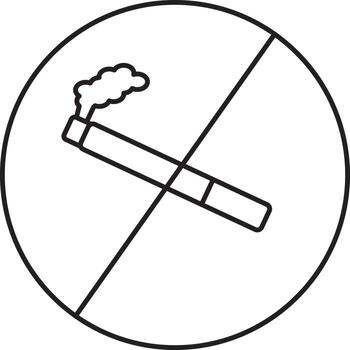 No Or Stop Cigarette Icon In Thin Linear Style. vector