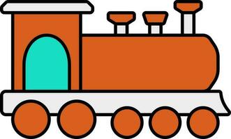 Retro Train Icon In Orange Color. vector