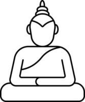 Faceless Gautama Buddha Cartoon Character Line Art Icon. vector