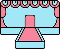 Pink And Blue Runway Stage Flat Icon. vector
