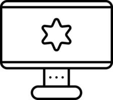 Star Symbol In Desktop Screen Linear Icon. vector