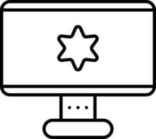 Star Symbol In Desktop Screen Linear Icon. vector