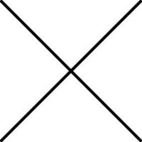 Black Line Art Cross Mark Icon On White Background. vector