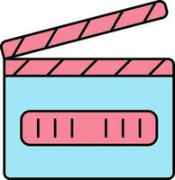 Pink And Blue Clapper Icon In Flat Style. vector