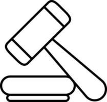 Black Thin Line Art Of Judge Gavel Icon. vector