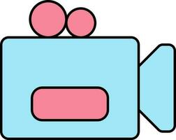 Flat Style Video Camera Pink And Blue Icon. vector