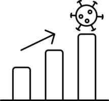 Virus Growing Bar Graph With Arrow Line Art Icon. vector