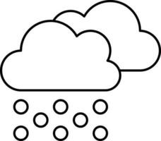 Illustration Of Snowfall Clouds Icon In Black Stroke. vector