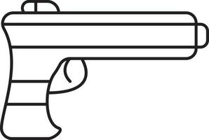 Black Outline Illustration Pistol Icon. vector