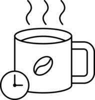 ilustración de café hora negro línea Arte icono. vector