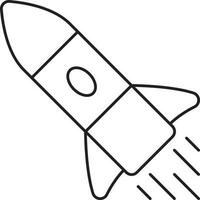 Black Thin Line Art Missile Icon. vector