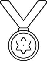 Star Medal With Ribbon Thin Line Icon. vector