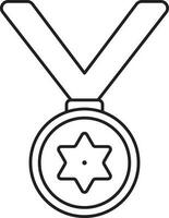 Star Medal With Ribbon Thin Line Icon. vector