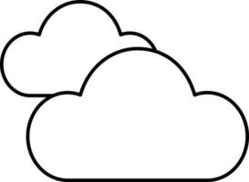 Cloudy Sky Icon In Thin Line Art. vector