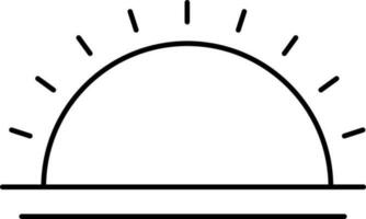 Sunset Or Sunrise Icon In Black Outline. vector