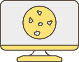 Planet In Desktop Screen Yellow And Grey Icon. vector