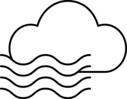 Flowing Cloud Icon In Thin Line Art. vector