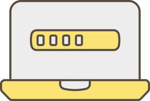 Flat Style Loading Laptop Screen Grey And Yellow Icon. vector