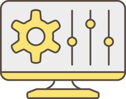 Setting Slide Desktop Screen Yellow And Grey Icon. vector