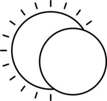 Black Thin Line Solar Eclipse Symbol Or Icon. vector