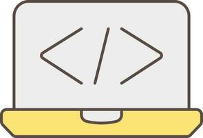 Web Programming App In Laptop Yellow And Grey Icon. vector